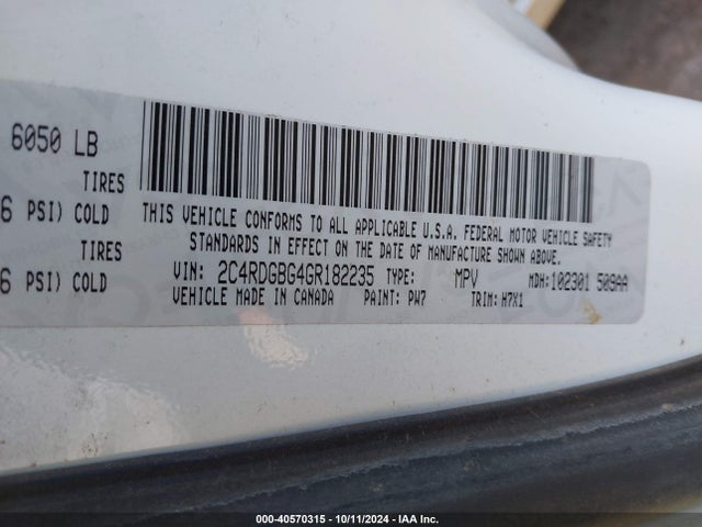 Dodge Grand Caravan Se 2016 2C4RDGBG4GR182235 Image 9