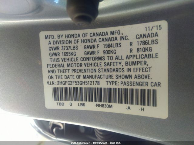 2HGFC2F53GH512178 Honda Civic Lx