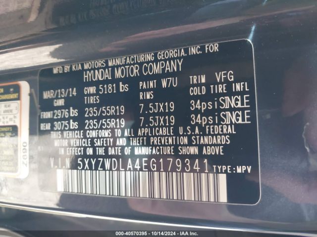 5XYZWDLA4EG179341 Hyundai Santa Fe Sport 2.0l Turbo