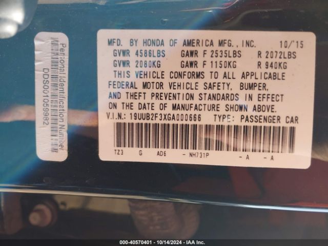 19UUB2F3XGA000666 Acura Tlx V6