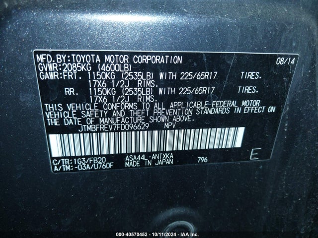 Toyota RAV4 LE 2015 JTMBFREV7FD096629 Image 9