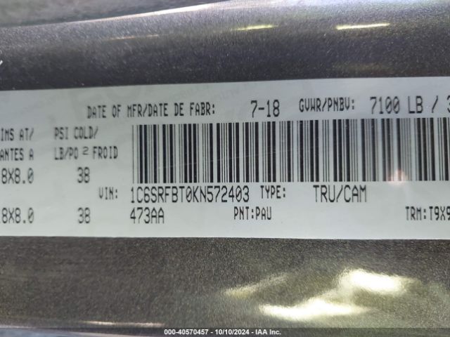 1C6SRFBT0KN572403 RAM 1500 Big Horn