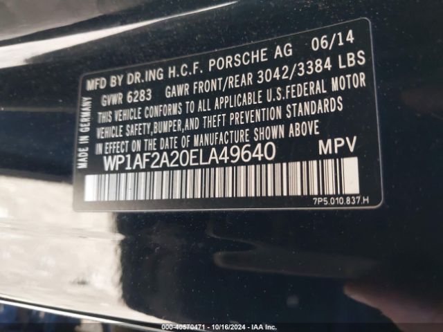 WP1AF2A20ELA49640 Porsche Cayenne Diesel