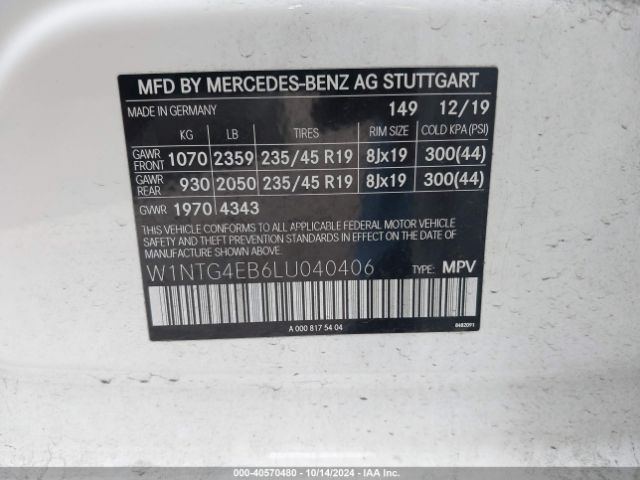 W1NTG4EB6LU040406 Mercedes-Benz GLA 250