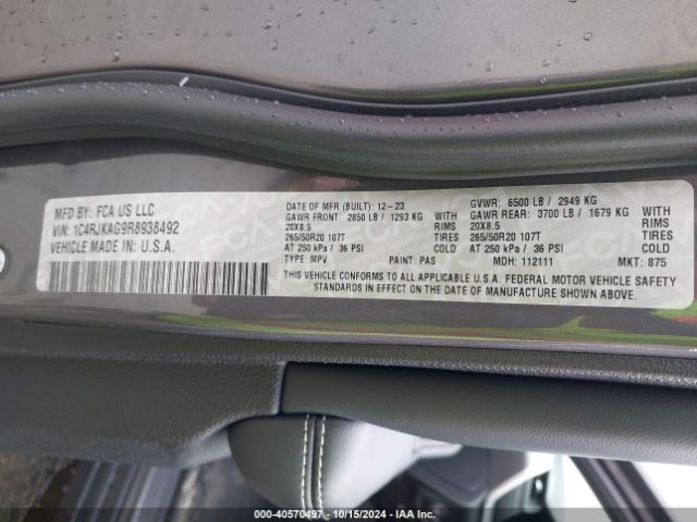 1C4RJKAG9R8938492 Jeep Grand Cherokee L Altitude X 4x4