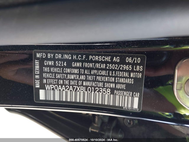 2011 PORSCHE PANAMERA WP0AA2A7XBL012358 Photo 8