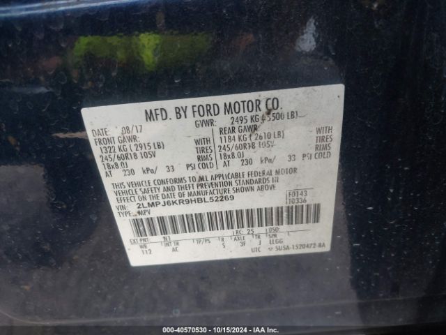 2LMPJ6KR9HBL52269 Lincoln Mkx Select