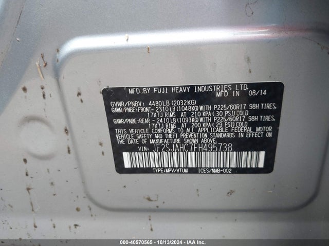 Subaru Forester 2.5i Limited 2015 JF2SJAHC7FH495738 Image 9