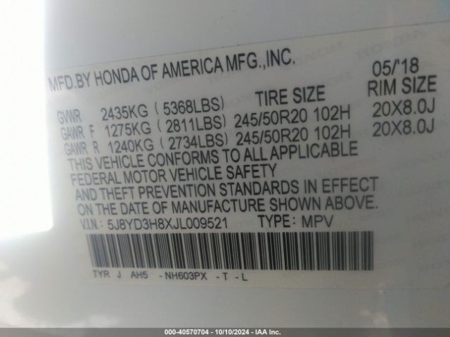 5J8YD3H8XJL009521 Acura Mdx Advance Package
