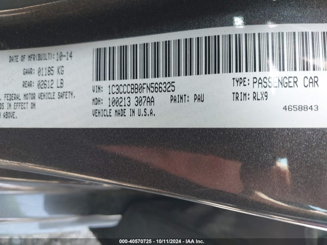 Chrysler 200 S 2015 1C3CCCBB0FN566325 Image 9