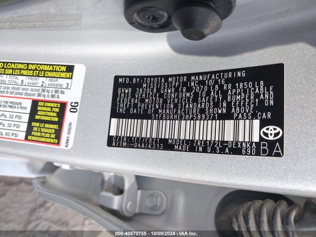 Toyota COROLLA LE 2017 5YFBURHE3HP589371 Image 9