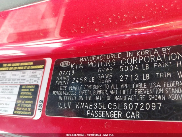 KIA STINGER GT 2020 KNAE35LC5L6072097 Image 9