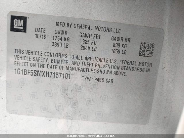 1G1BF5SMXH7157101 Chevrolet Cruze Premier Auto
