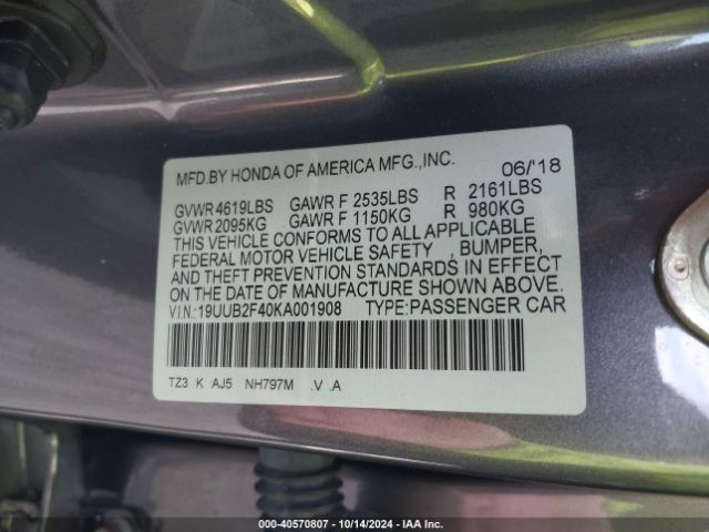 19UUB2F40KA001908 Acura Tlx Tech Pkg