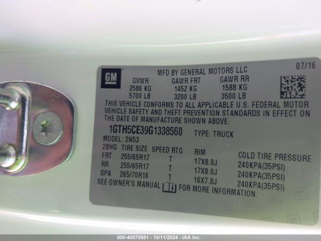 1GTH5CE39G1338560 GMC CANYON SLE