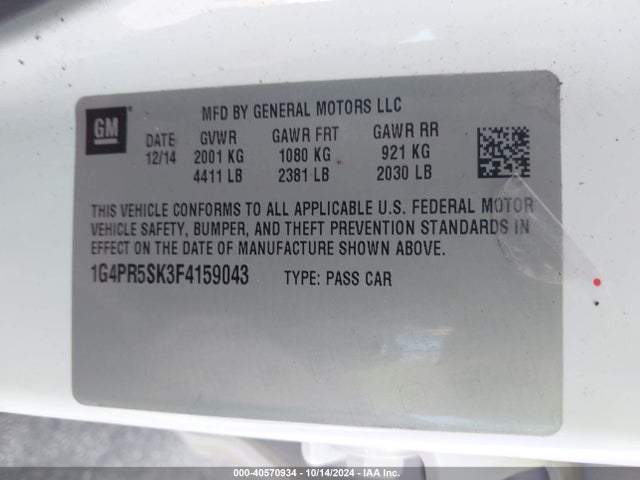 Buick Verano Convenience Group 2015 1G4PR5SK3F4159043 Image 9