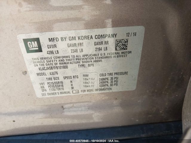 KL4CJASB1FB101800 Buick Encore