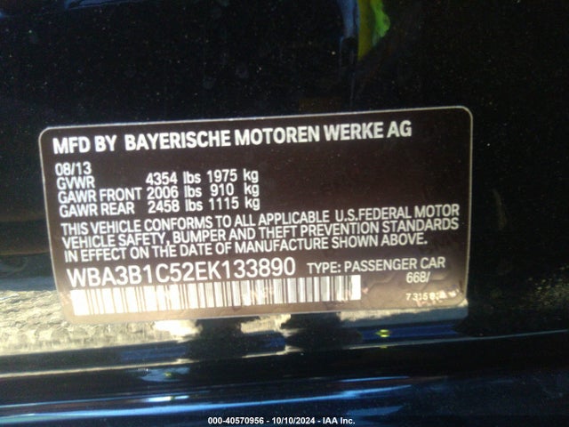 BMW 320i 2014 WBA3B1C52EK133890 Image 9