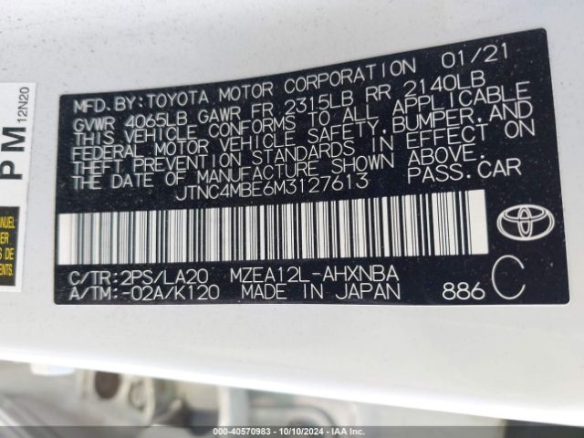 JTNC4MBE6M3127613 Toyota Corolla Xse