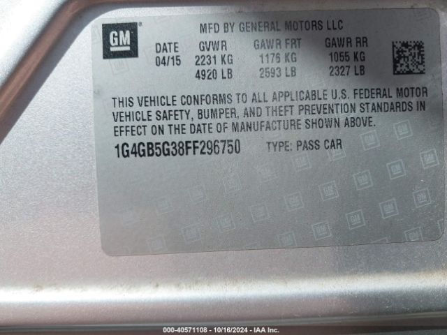 1G4GB5G38FF296750 Buick Lacrosse Leather