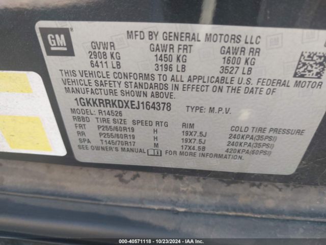1GKKRRKDXEJ164378 GMC Acadia Slt-1