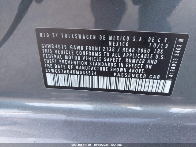 3VWG57AU4KM036524 Volkswagen Golf 1.4t S/1.4t Se