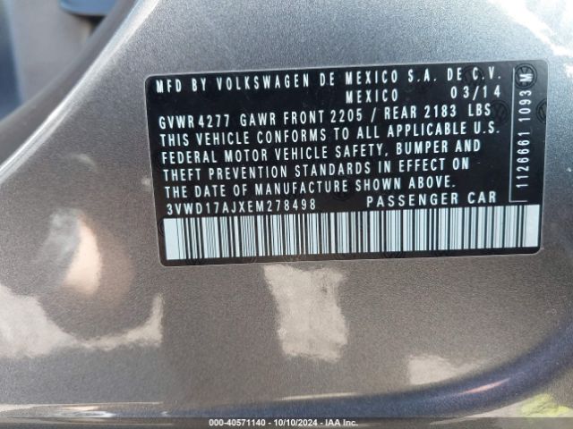 3VWD17AJXEM278498 Volkswagen Jetta 1.8t Se