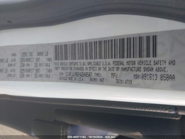 1C4PJLAB2HW548507 Jeep Cherokee Sport Fwd