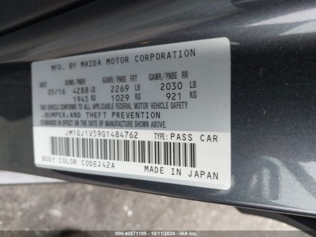 JM1GJ1V59G1484762 Mazda Mazda6 I Touring