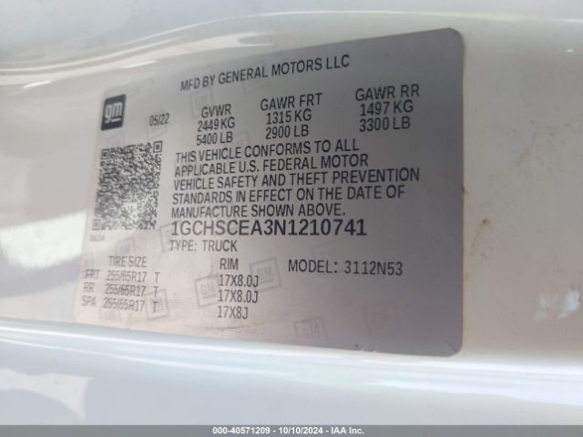1GCHSCEA3N1210741 Chevrolet Colorado 2wd  Long Box Lt
