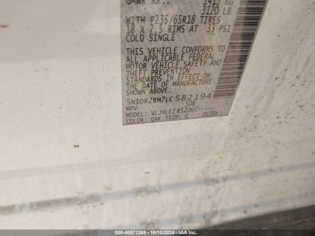 5N1DR2BM7LC582194 Nissan Pathfinder Sv 4wd