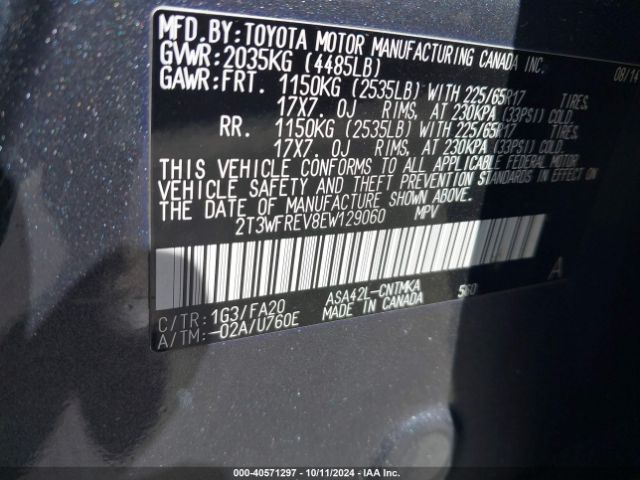 2T3WFREV8EW129060 Toyota Rav4 Xle