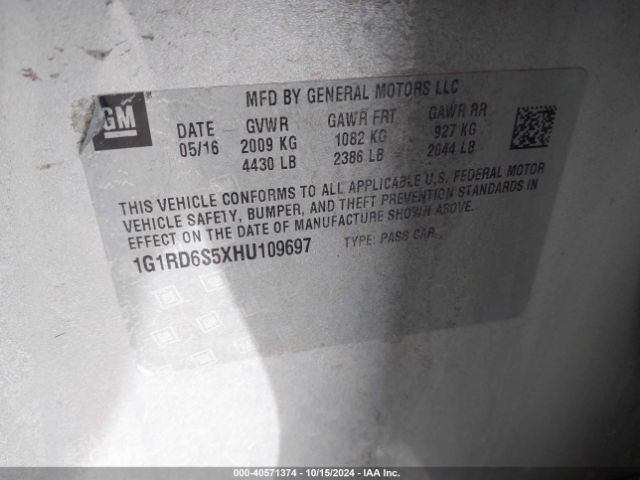 1G1RD6S5XHU109697 Chevrolet Volt Premier