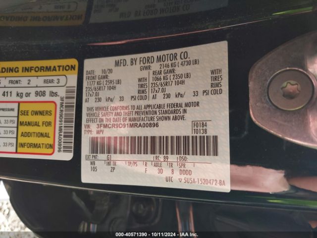 3FMCR9D91MRA00896 Ford Bronco Sport Badlands