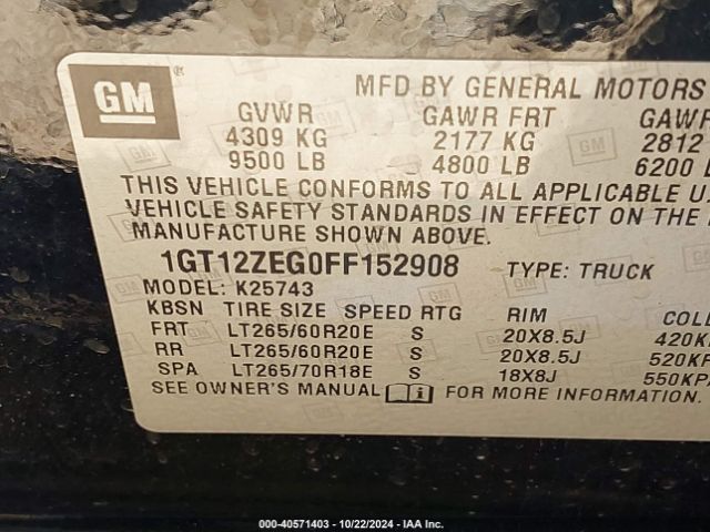 1GT12ZEG0FF152908 GMC Sierra 2500hd Slt
