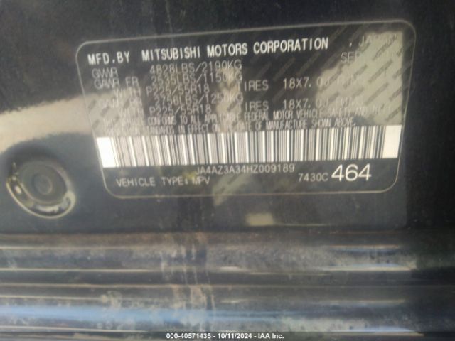 JA4AZ3A34HZ009189 Mitsubishi Outlander Se