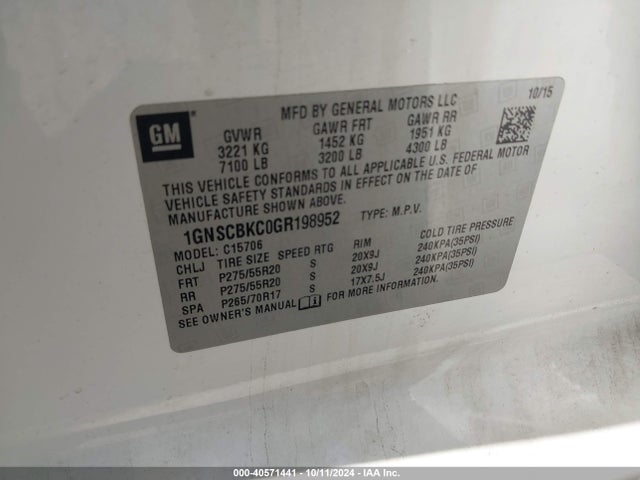 Chevrolet Tahoe Lt 2016 1GNSCBKC0GR198952 Image 9