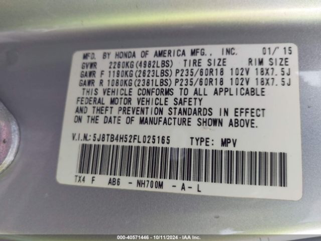5J8TB4H52FL025165 Acura RDX