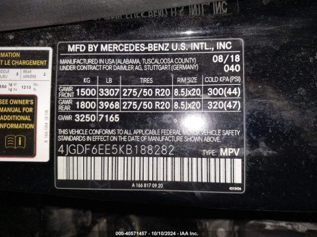 4JGDF6EE5KB188282 Mercedes-Benz Gls 450 4matic