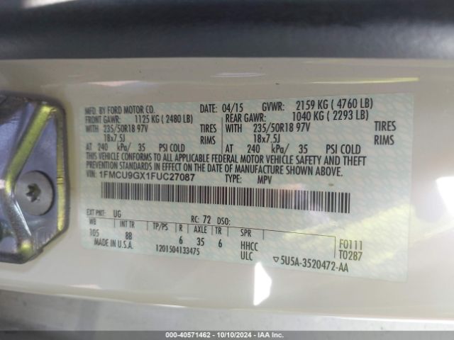 1FMCU9GX1FUC27087 Ford ESCAPE SE