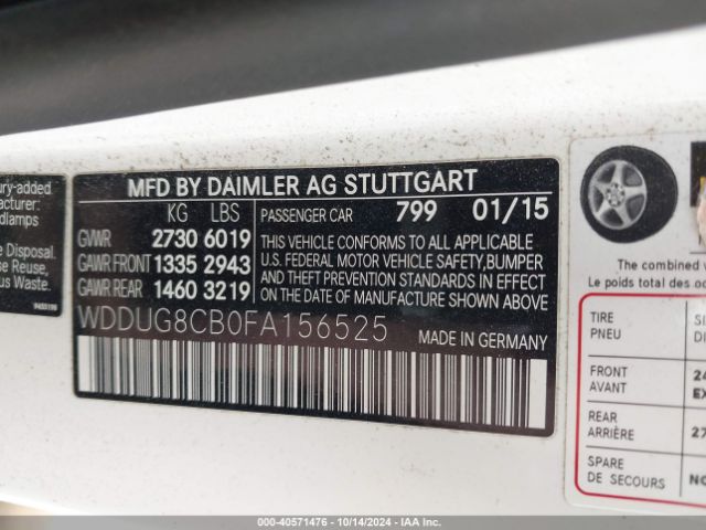 WDDUG8CB0FA156525 Mercedes-Benz S 550