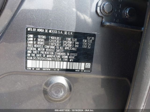 3CZRU5H38MM715354 Honda Hr-v 2wd Lx