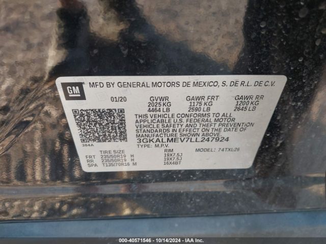 3GKALMEV7LL247924 GMC Terrain Fwd Sle