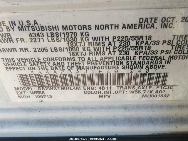 2015 MITSUBISHI OUTLANDER SPORT 4A4AP3AU1FE012407 Photo 8