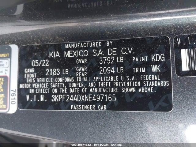 KIA Forte Lxs 2022 3KPF24ADXNE497165 Image 9