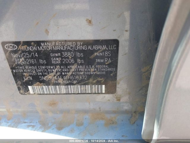 5NPDH4AE4FH616372 Hyundai ELANTRA SE