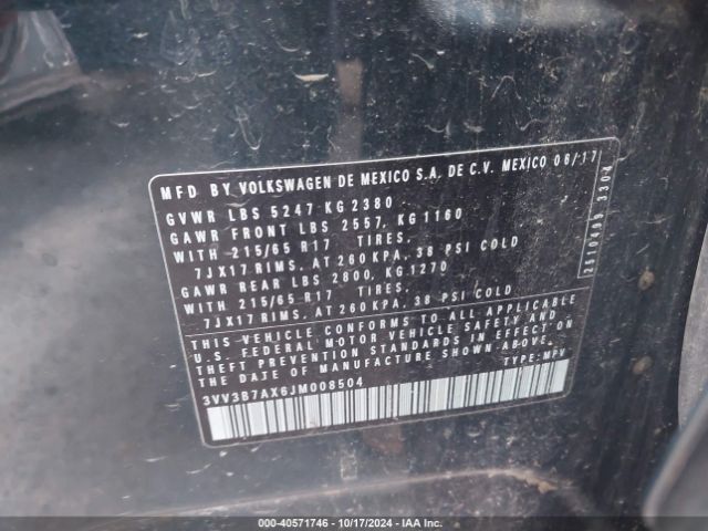 3VV3B7AX6JM008504 Volkswagen Tiguan 2.0t Se/2.0t Sel
