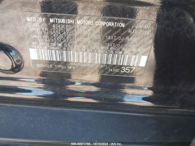 JA4AR3AU4HZ000971 Mitsubishi Outlander Sport 2.0 Es