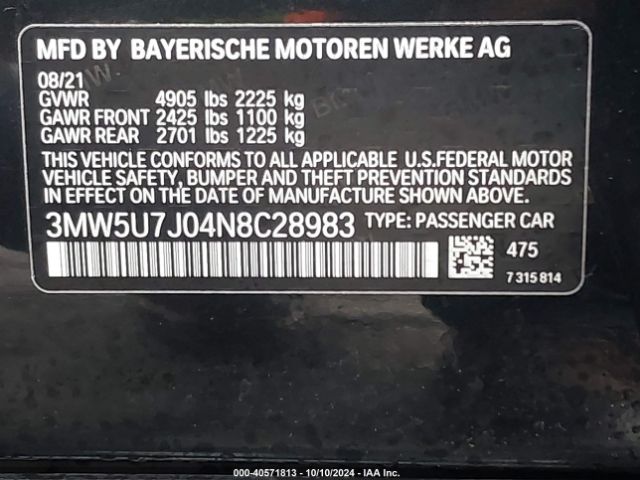 3MW5U7J04N8C28983 BMW 3 Series M340i