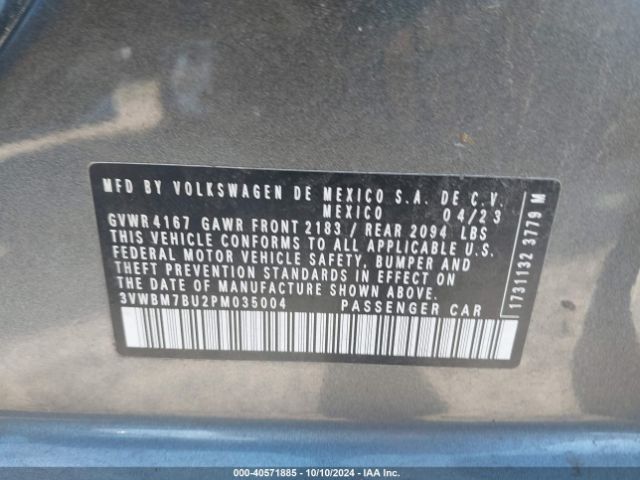 3VWBM7BU2PM035004 Volkswagen Jetta 1.5t Sport